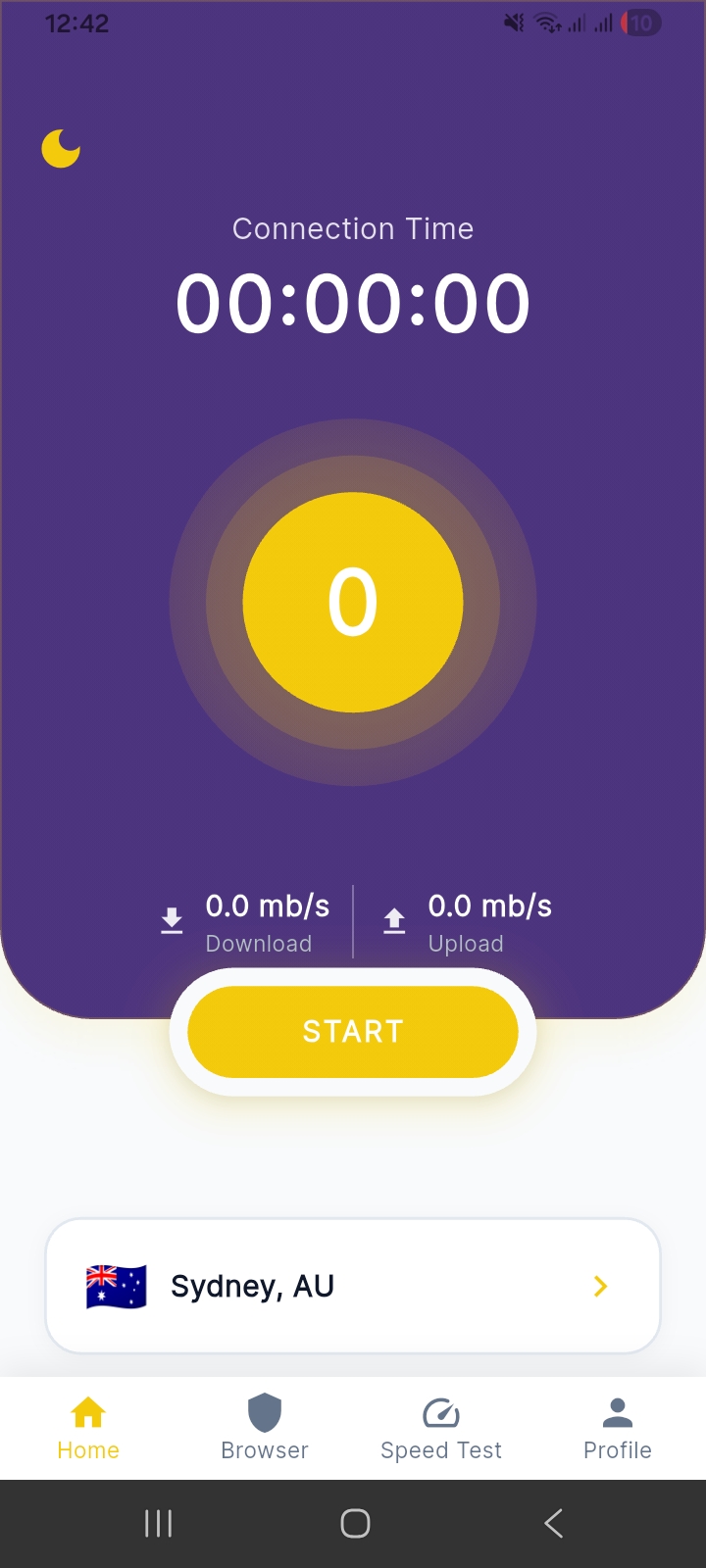 Step 1 – Open LumenVPN Home Screen